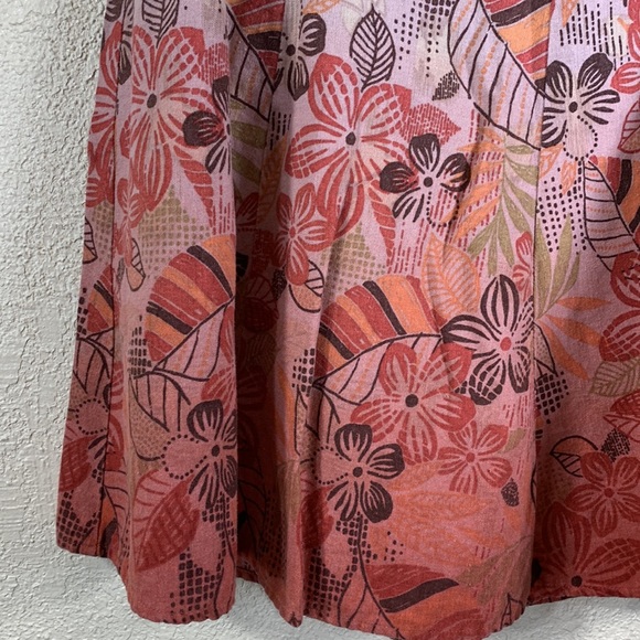 Axcess Liz Claiborne Skirt Floral Tan Orange Brown size 10 Viscose/Linen Blend - Picture 2 of 14
